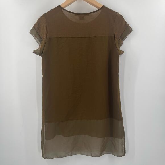 FRENCH CONNECTION Top Size Small Sheer Polly Raw Edge Hi Low Classic Capsule - Picture 2 of 8